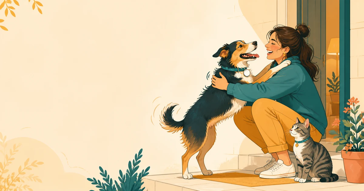 Perro reencontrándose con su familia al volver a casa
